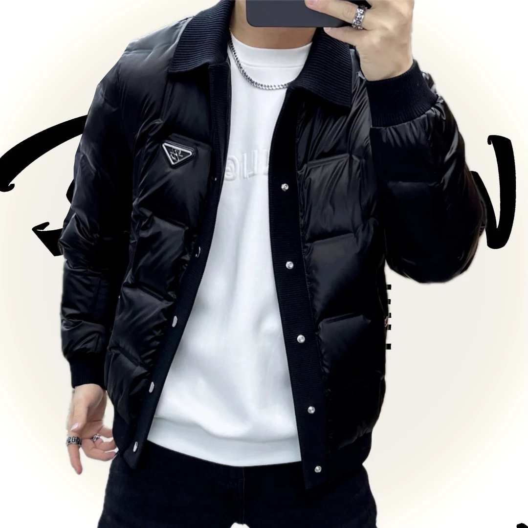 立领针织翻领夹克外套8873男士短款青年保暖保暖冬季轻薄