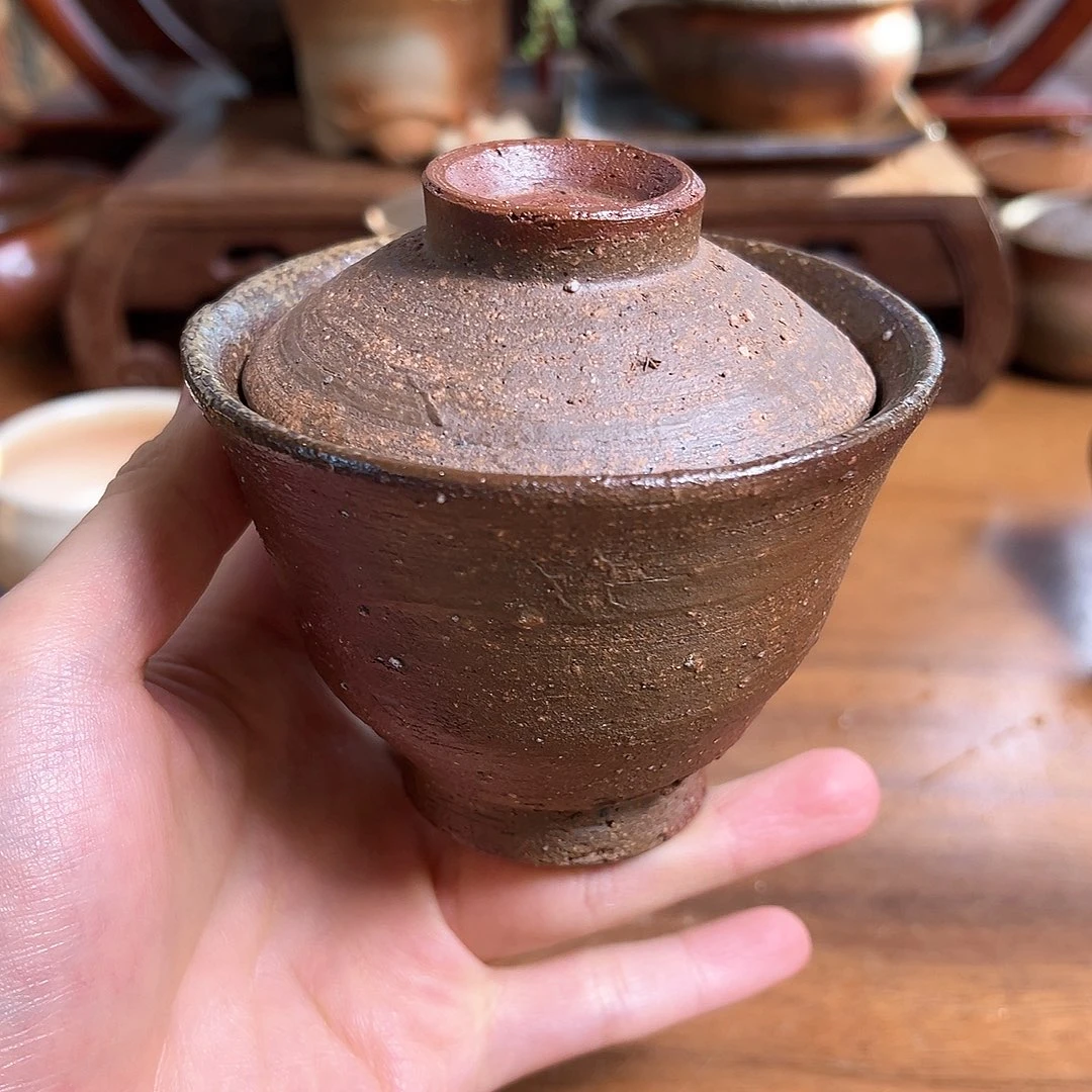 Y**i备前烧 末石泰节 盖碗