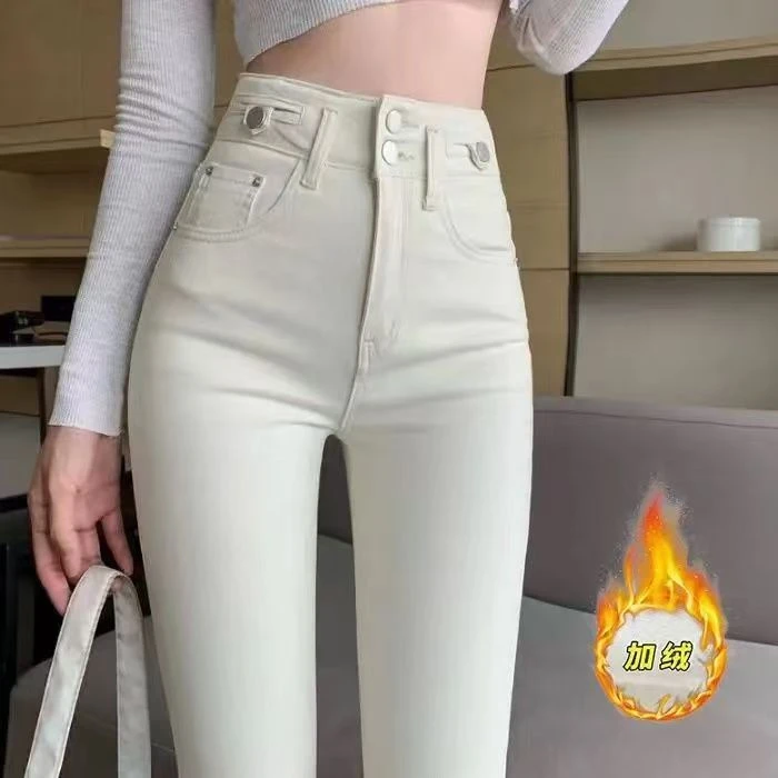 39-1十三行断码过款高腰加绒铅笔裤小脚裤