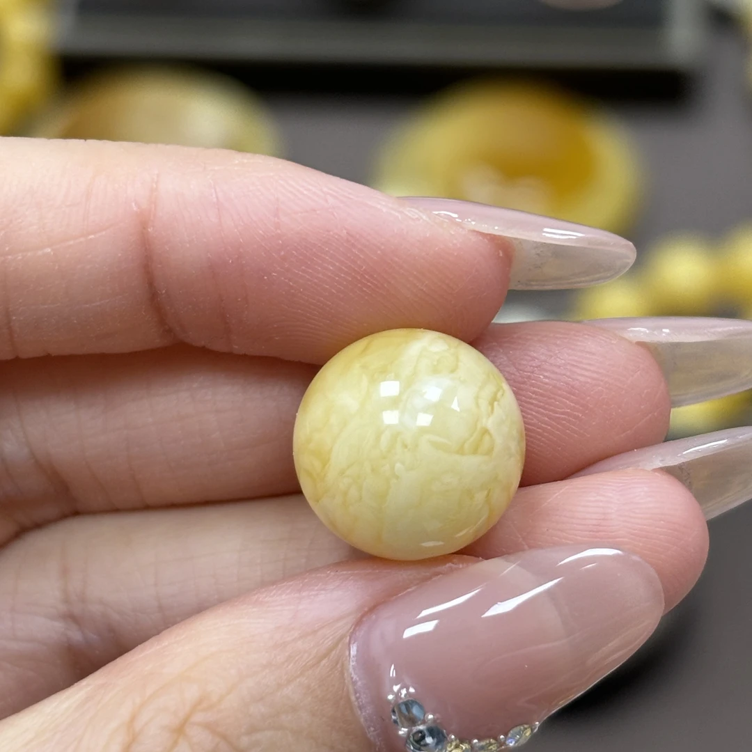 小妖珠宝天然原矿琥珀蜜蜡14.5mm带爆花