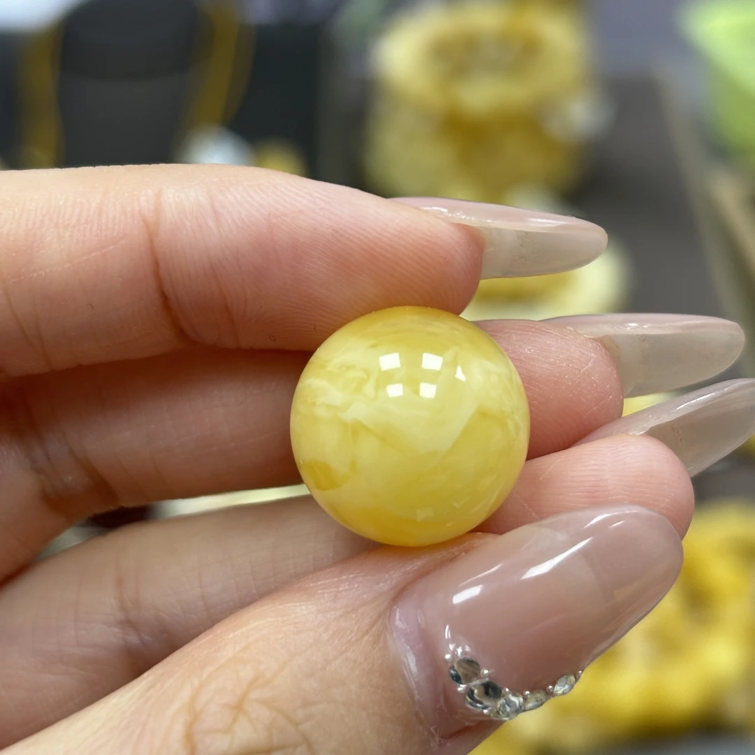 小妖珠宝天然原矿琥珀蜜蜡16.6mm微瑕