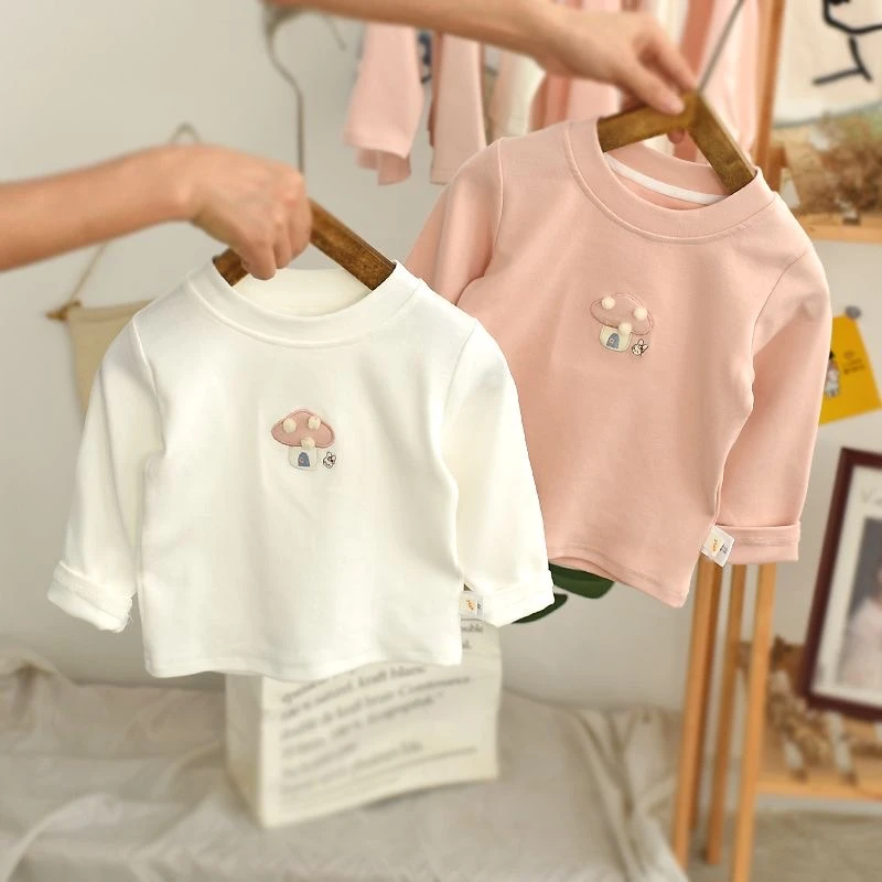 女童长袖T恤秋季新款洋气儿童衣服白色体恤女宝宝宝上衣