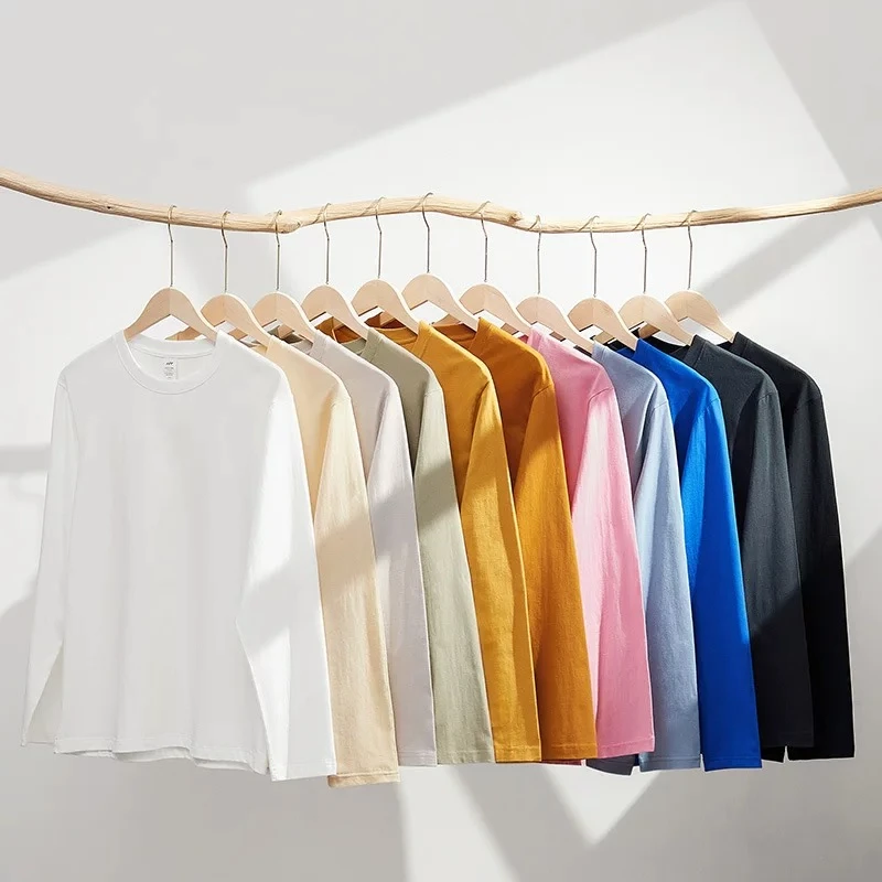 230g纯棉t恤男女情侣款长袖白色内搭宽松春秋新款秋冬白色t恤女