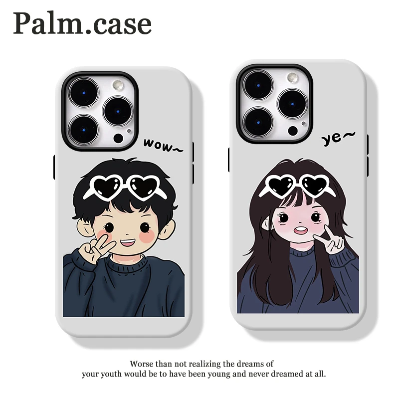 菲林二合一适用苹果16pro手机壳华为/oppo/vivo/小米卡通情侣男女