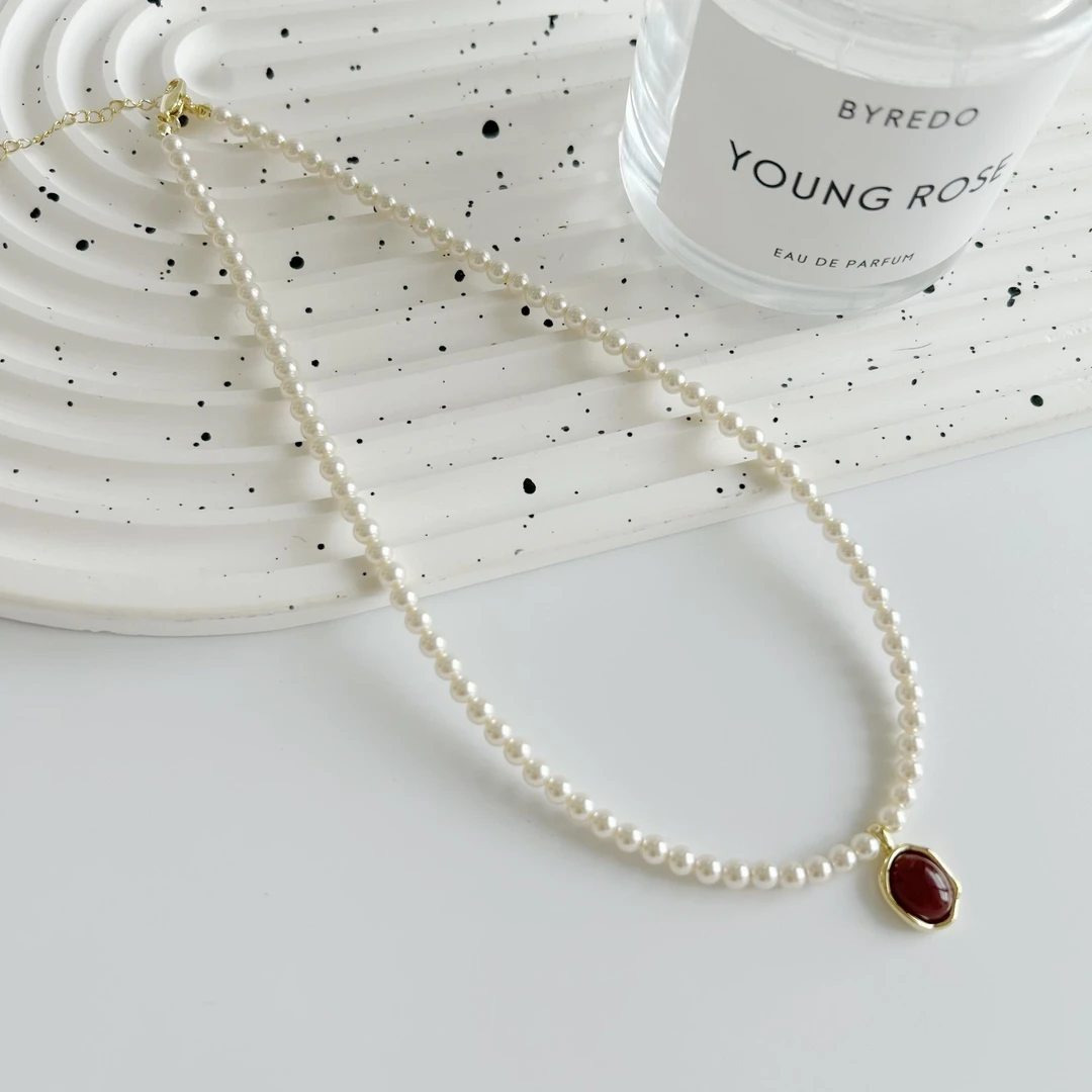 铜合金仿珍珠项链 轻奢复古项链时尚气质高级项链M-30