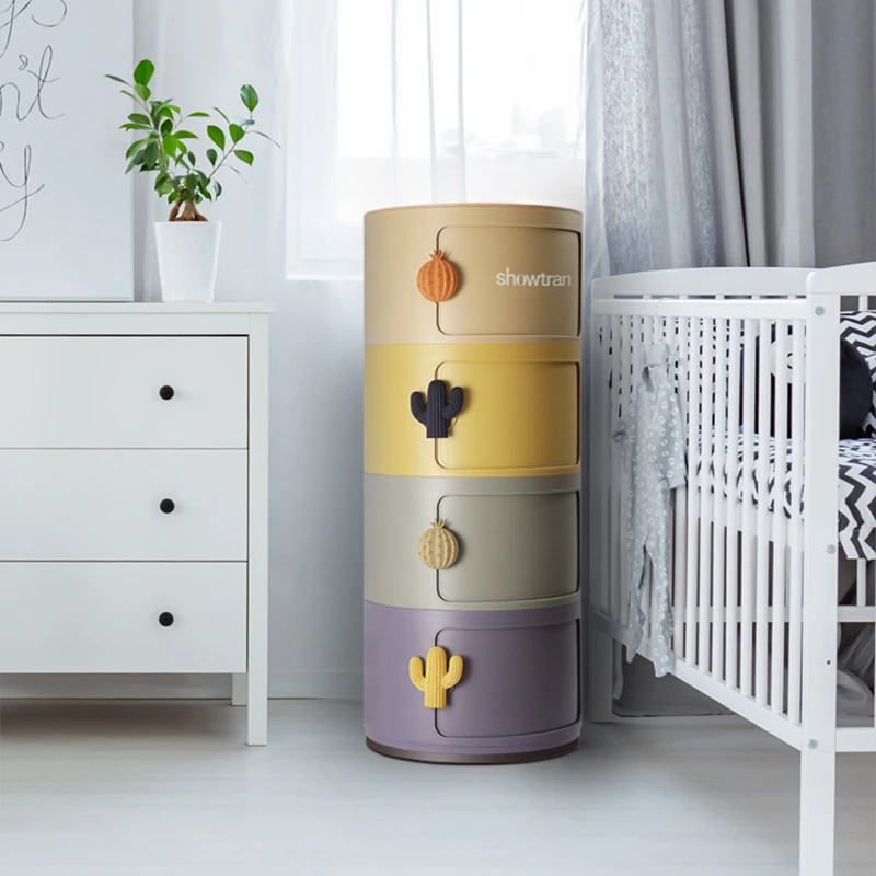 绣川showtran彩虹圆柜儿童卧室收纳柜圆形树脂宝宝床头储物收纳箱