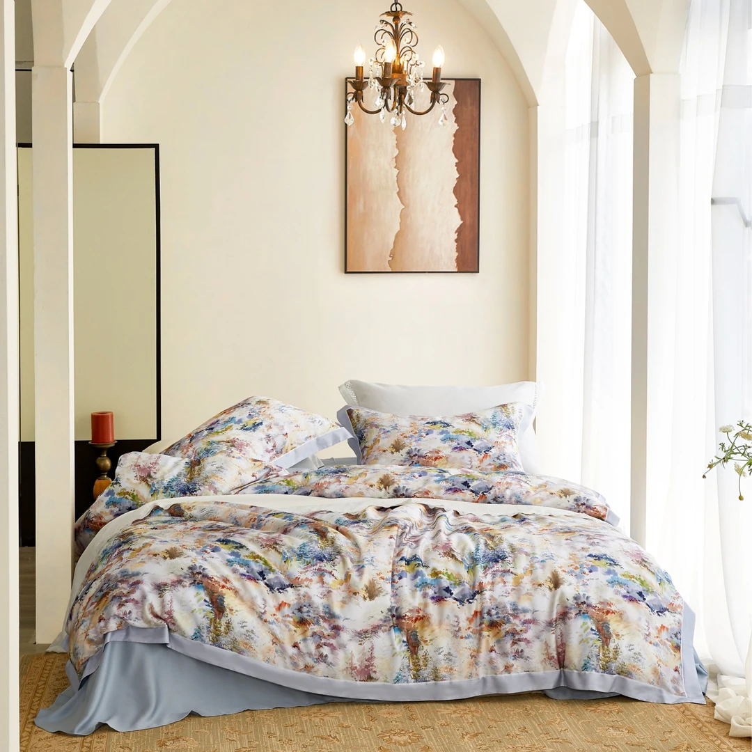 宝缦丽本 瑞雅 60贡缎四季款长绒棉新欧式轻奢床品四件套