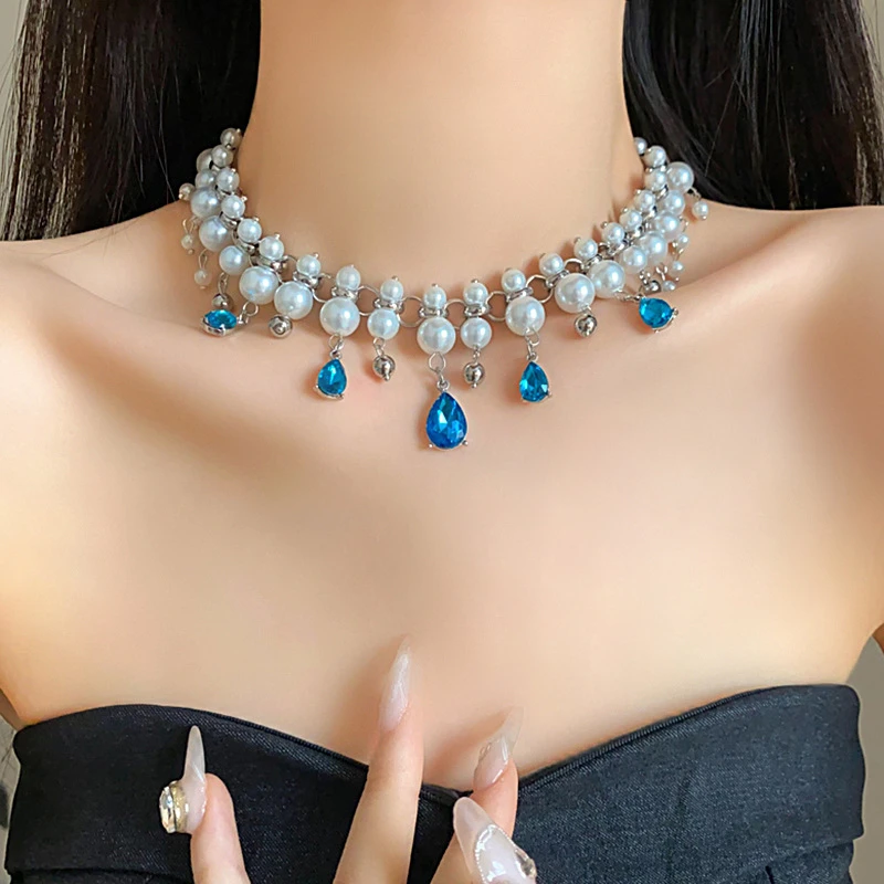 合金仿珍珠项链 轻奢手工高级感锁骨链气质百搭时尚小众项饰短款