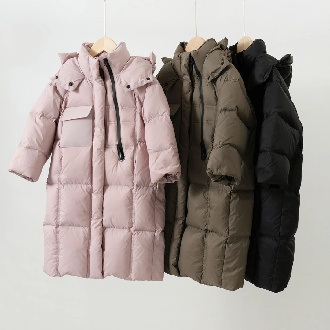 白鸭绒 三防儿童中长款连帽羽绒服 男女童中大童 冬款 87423