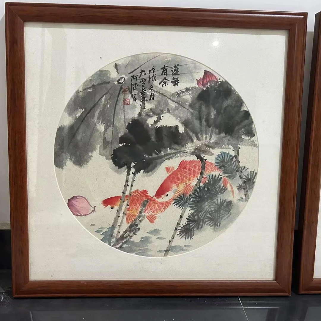 朋友一位民间大师画的一系列国画，连年有余，多子多福