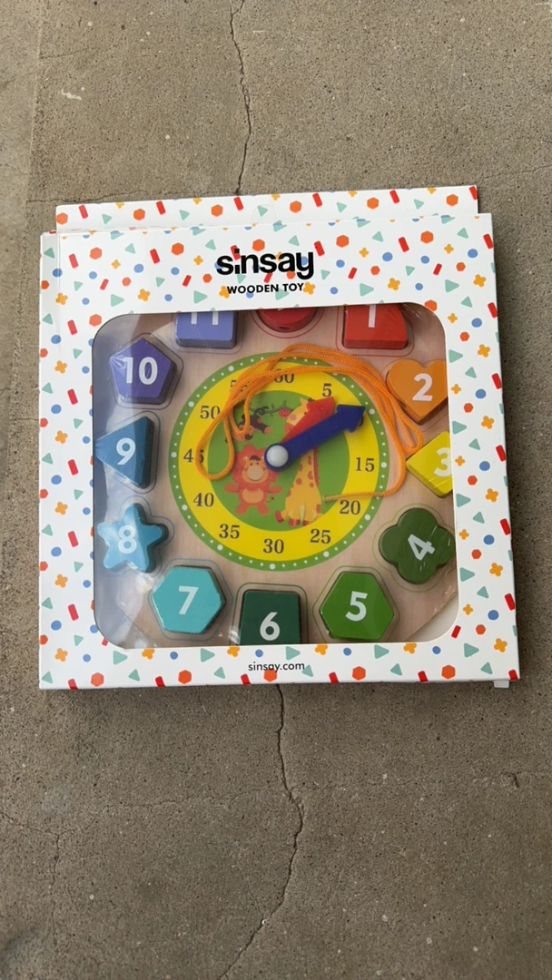 0331-6岁幼儿园儿童学生木制质益智力早教数字 串珠形状时钟积木