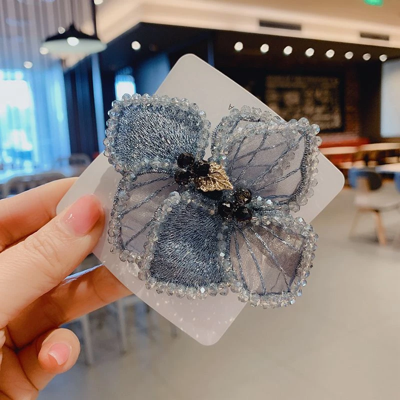 铁合金布艺发饰 花朵发夹 弹簧夹