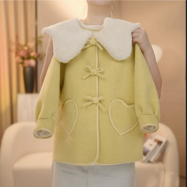 boboe/波波鹅2024秋冬装加绒韩版时尚百搭加绒加厚外套--Y3448