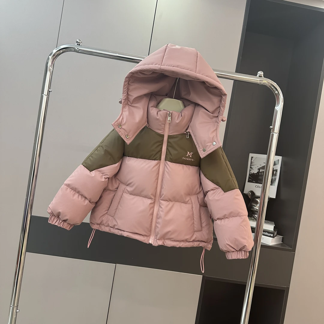 boboe/波波鹅90白鸭绒新款童装韩版拼色百搭连帽羽绒服--Y1329