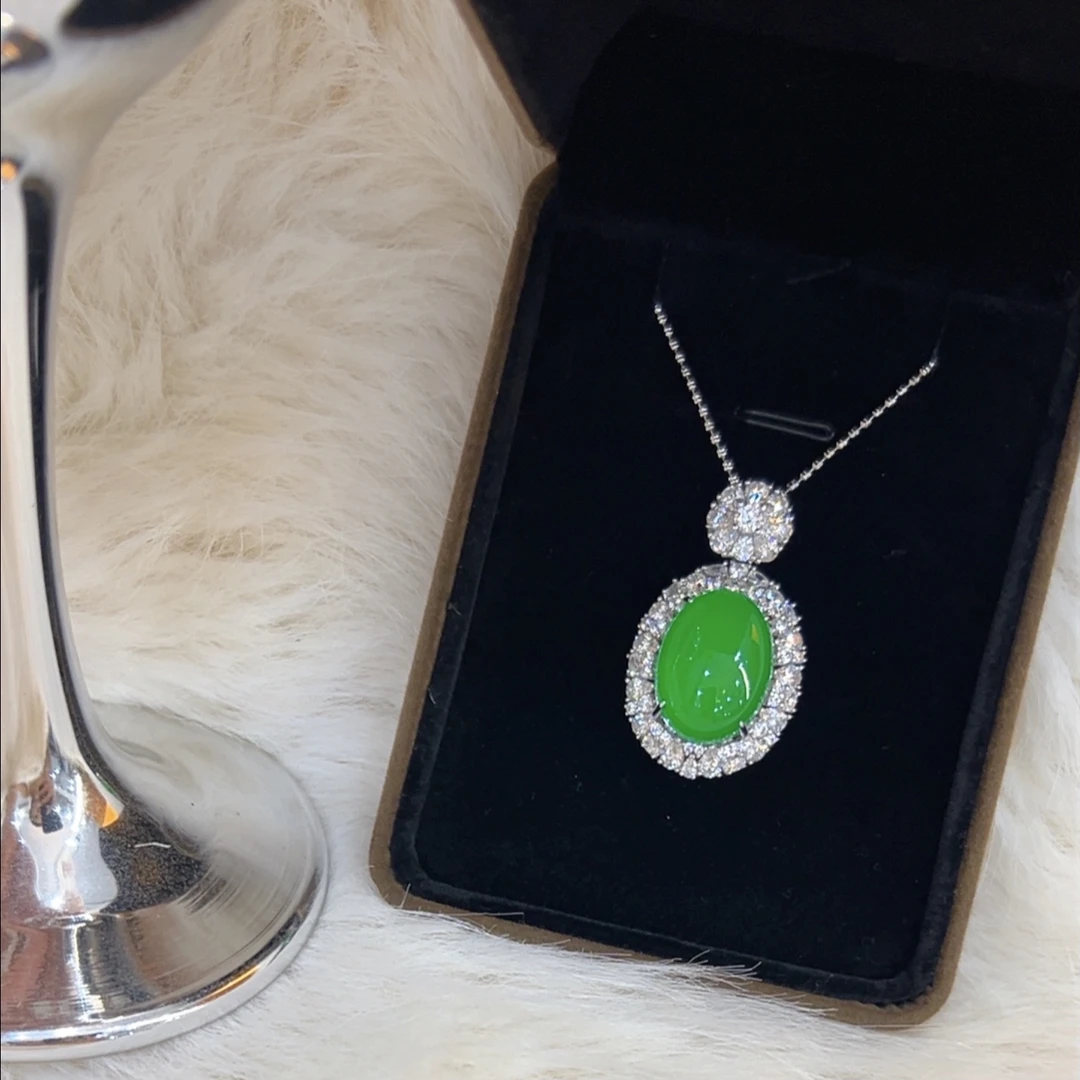 925银绿玉髓旦面吊坠（不含链）