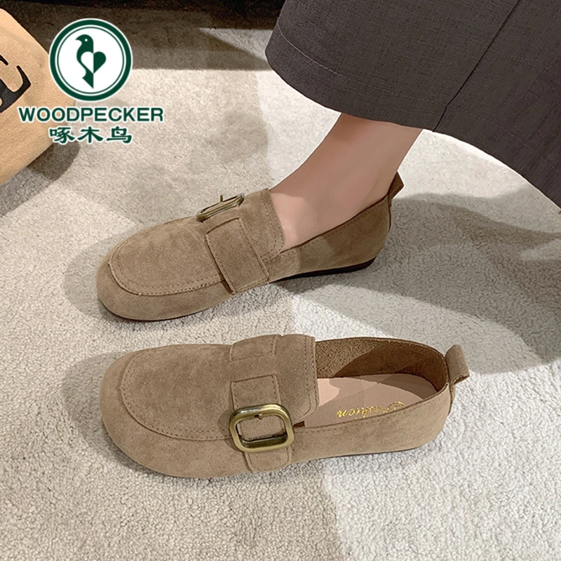 啄木鸟复古勃肯鞋女夏2025年春季新款丑萌温柔单鞋懒人软底豆豆鞋