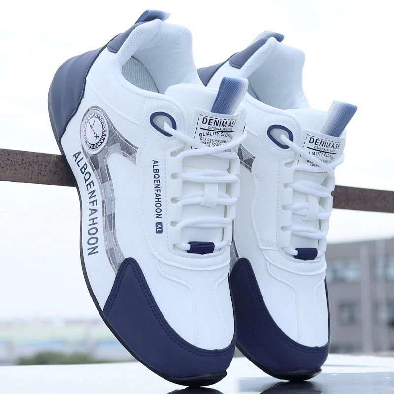 男鞋跑步鞋2024秋冬新款皮面防水时尚休闲鞋男款防臭防滑运动鞋潮