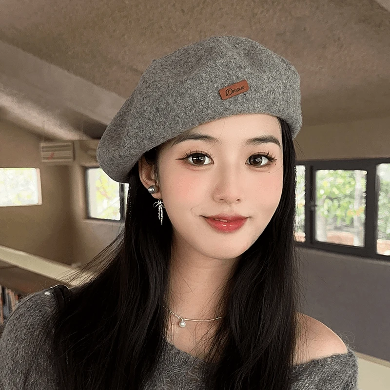 高品质版型好羊毛贝雷帽女秋冬季百搭蓓蕾帽日系文艺复古画家帽子