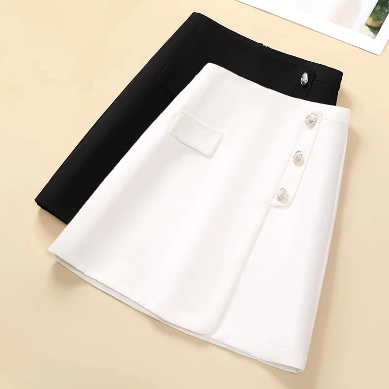 a字半身裙女夏季薄款2025新款高腰显瘦白色短裙小个子气质包臀裙