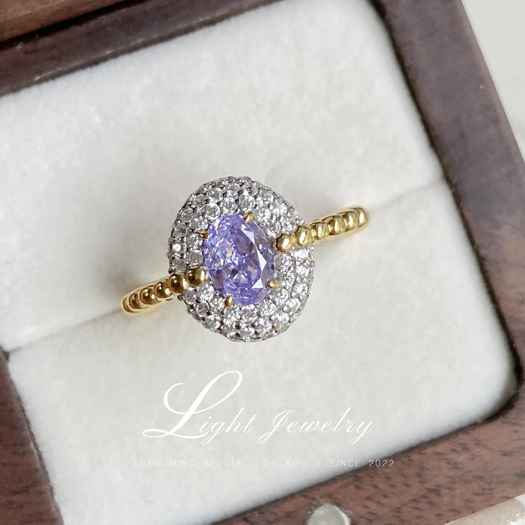 925银戒指 普罗旺斯罗兰女王QUEEN 轻奢气质精致镶嵌满钻奢华镶钻