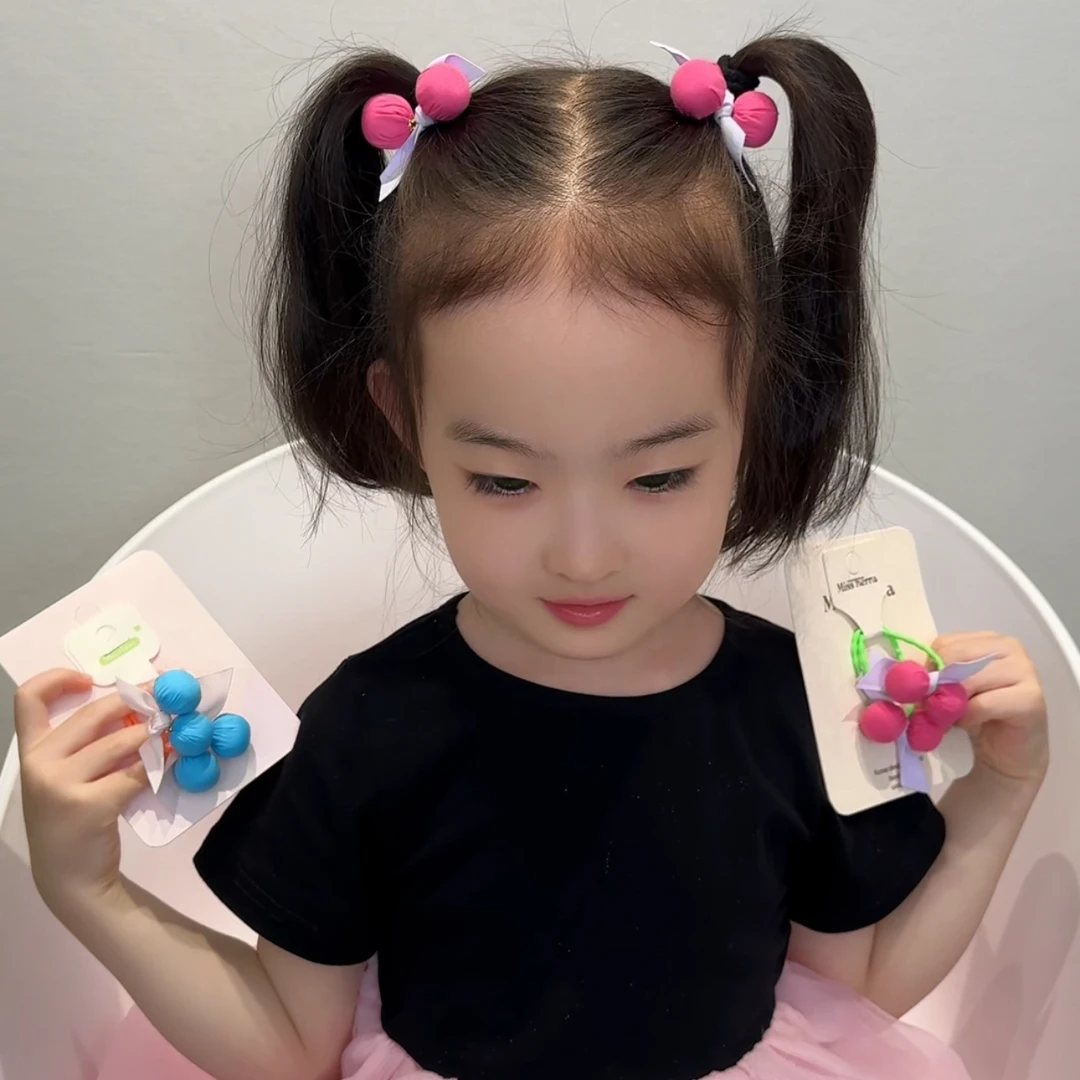 撞色球球春夏新款发绳不伤发可爱彩色韩版