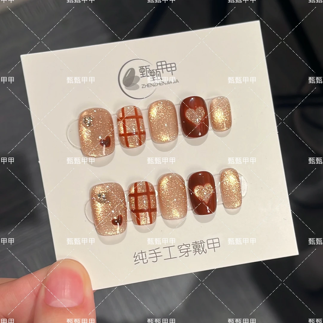 【秋露】手工穿戴甲秋冬仙女必备显白短款短美甲片指甲贴片