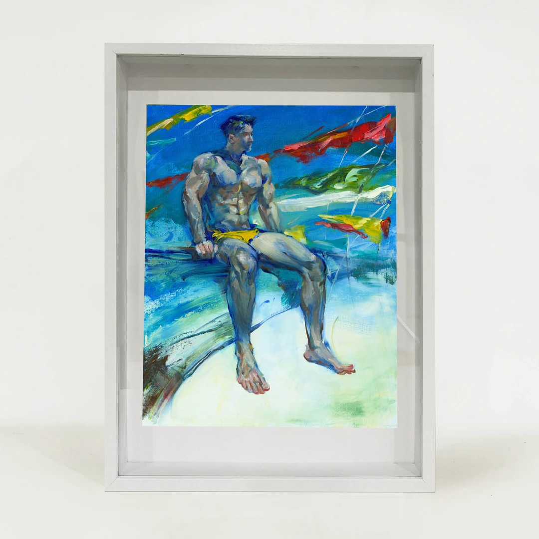 文艺复兴欧式风格彩虹酒吧创意喷画挂画装饰墙面肌肉男生主题喷绘