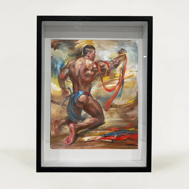 原创带框秋季色彩肌肉家居软装修挂画客厅卧室装饰油画印刷图摆件