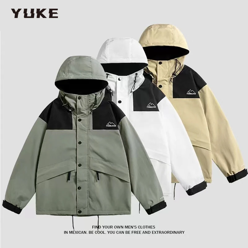 【YUKE】休闲宽松撞色夹克春季男女百搭时尚连帽运动外套R671