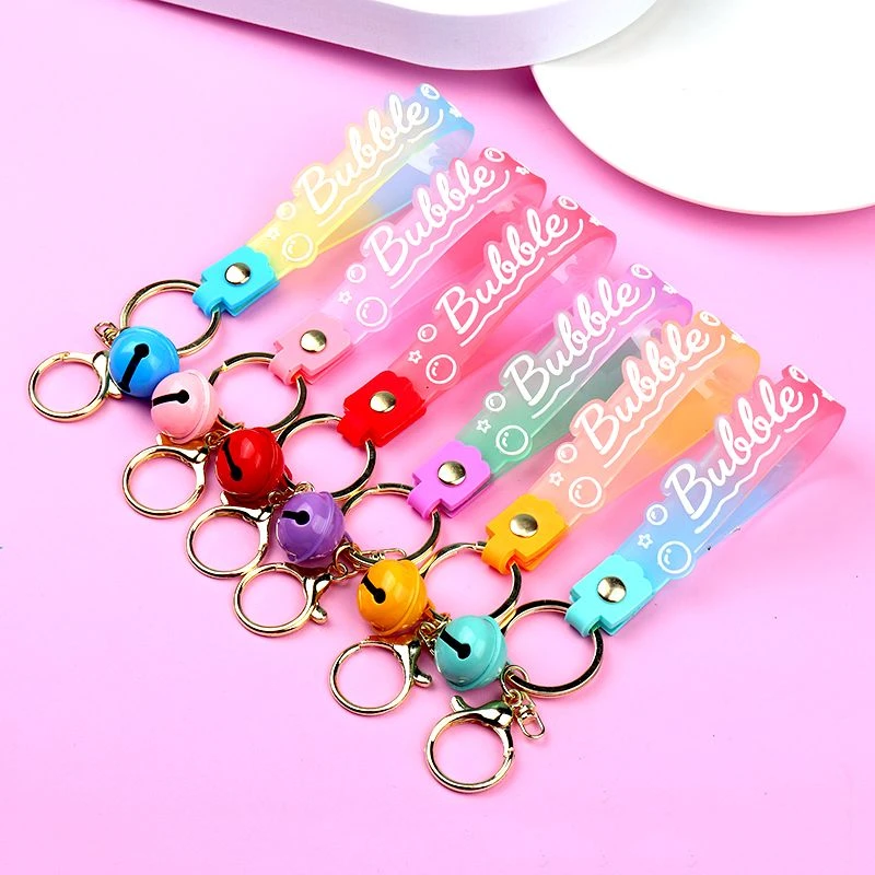 透明果冻色钥匙扣挂件粉色流沙瓶皮绳钥匙链配件礼品拼豆钥匙扣