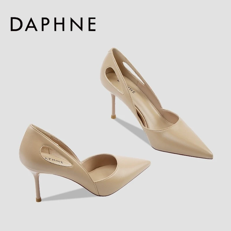 真皮垫达芙妮高跟鞋女春秋2025新款细跟尖头气质优雅淑女简约单鞋