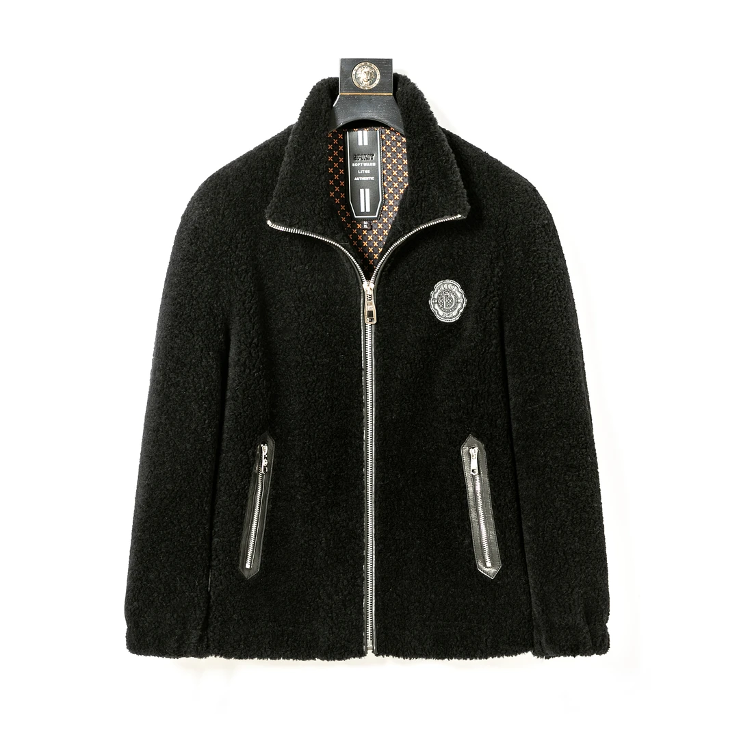 海宁纯羊毛经典潮牌男士夹克休闲外套秋冬新款保暖加厚外套