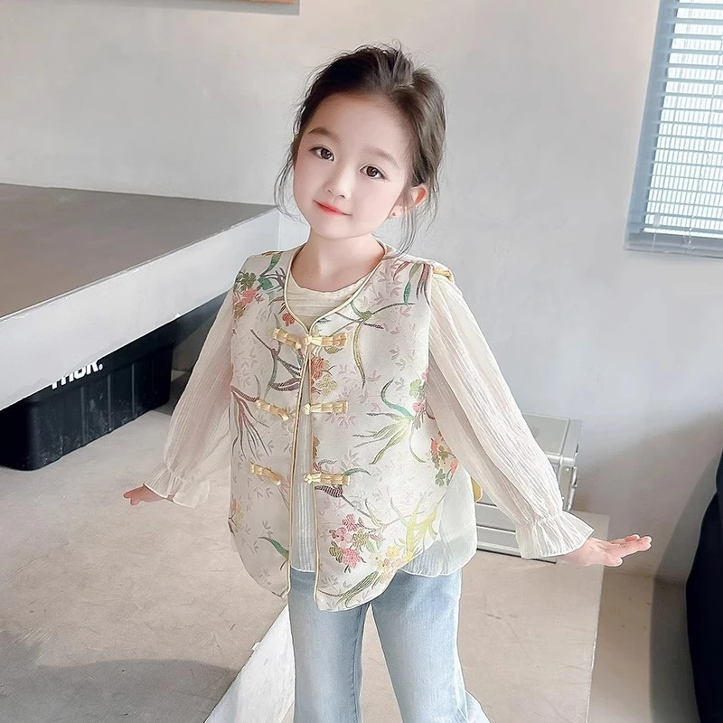 女童新中式马甲秋季2025新款春秋小女孩民族中国风儿童秋装潮韩版