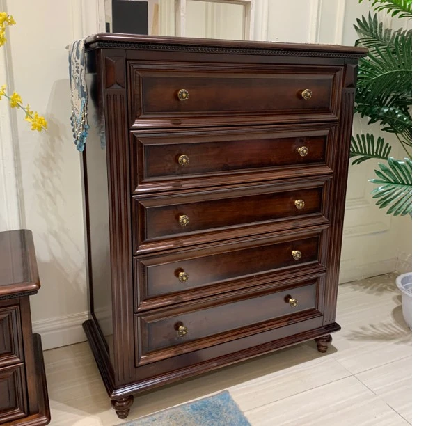 美式小叶樱桃木乡村五斗柜大容量家用经典5斗柜 900*450*1140储物