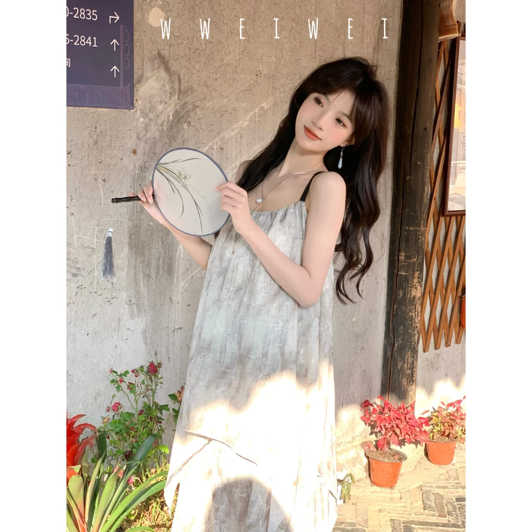 是玮玮哦【空墨竹】夏季新款小众设计百搭连衣裙