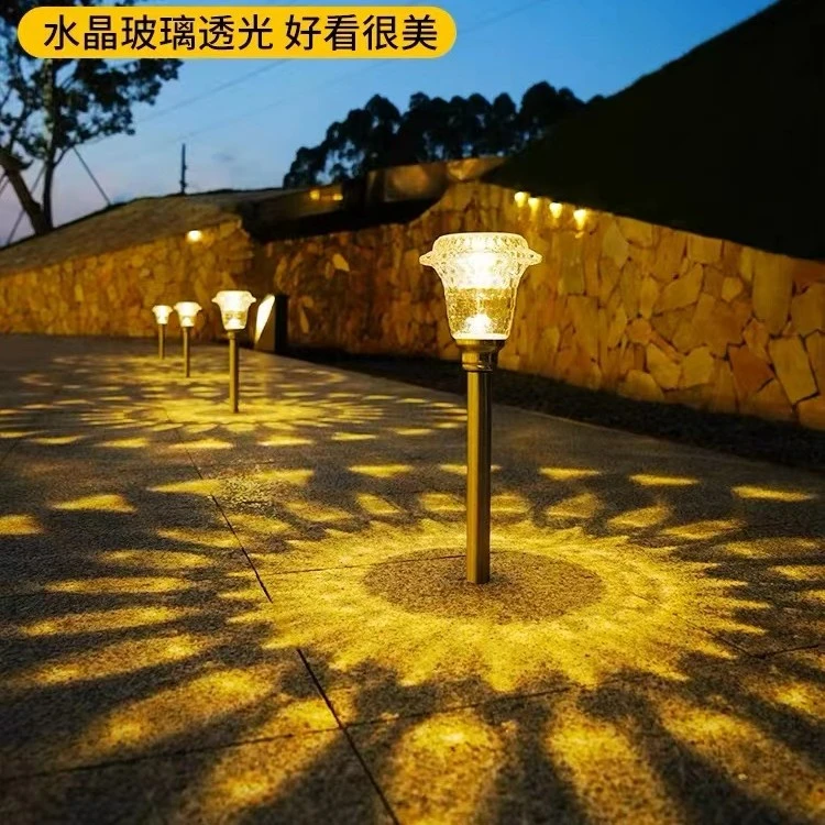 太阳能草坪灯[新款定制]水晶玻璃光影草坪灯别墅民宿花园庭院灯