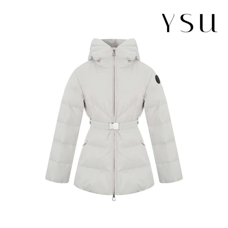 YSU【YSU】时尚短款轻奢收腰亮钻腰带连帽休保暖闲羽绒服Y303935