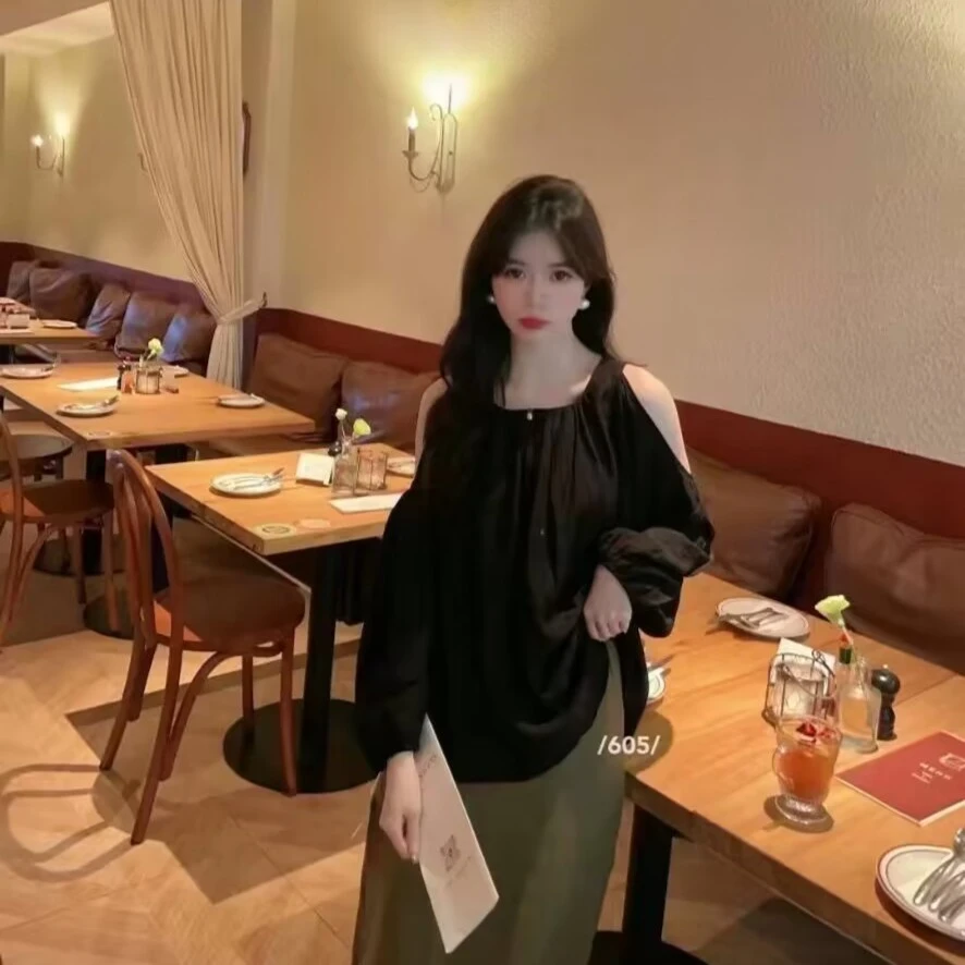 8803#早秋新款衬衣韩版气质复古小衫百搭显瘦设计感时尚拼接洋气