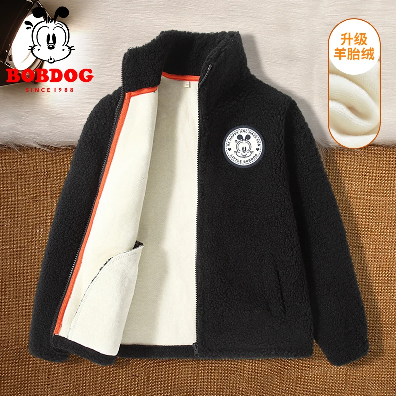 巴布豆卡乐男童外套颗粒绒衣服2025冬季新款大童加绒衣服保暖童装