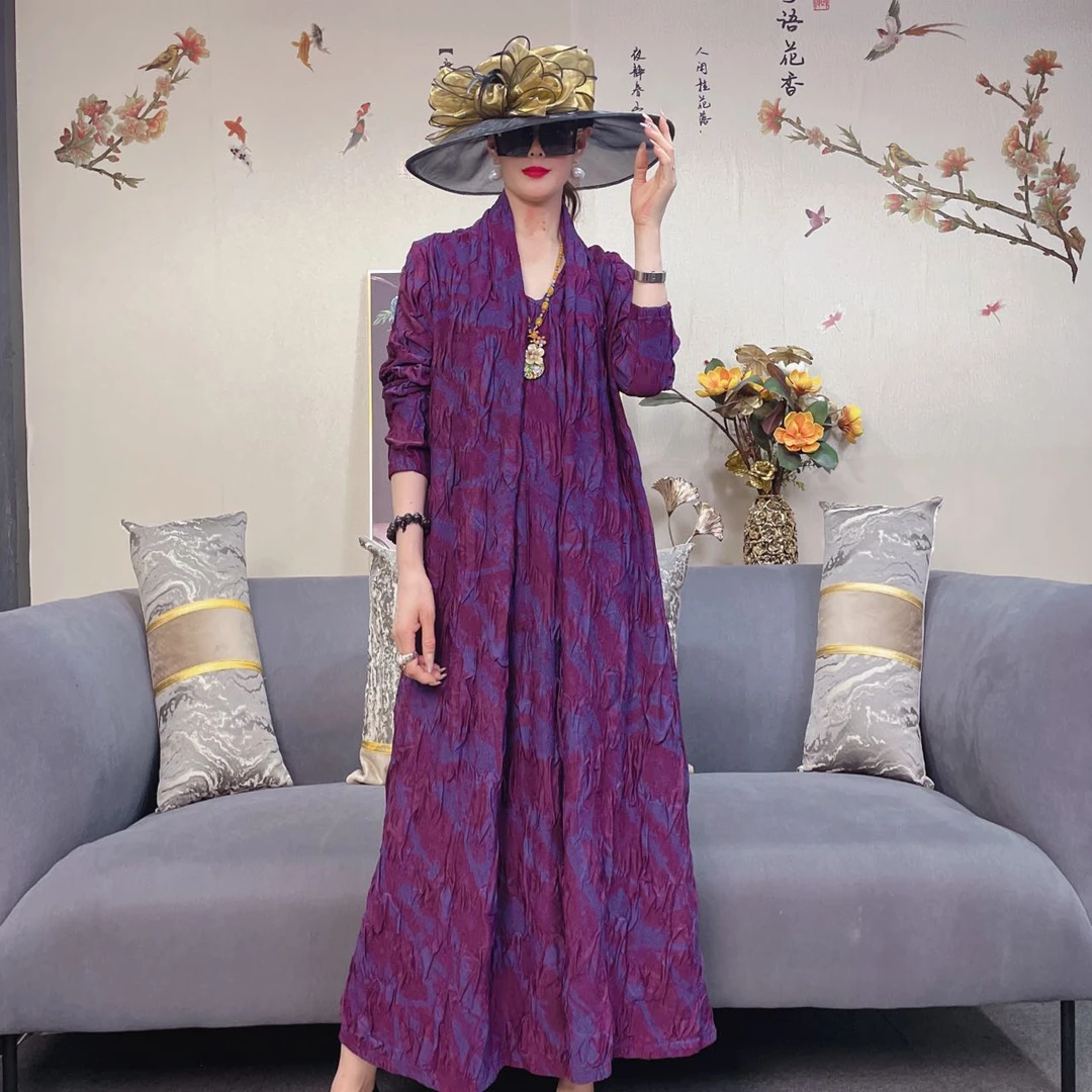 70226时尚复古优雅秋季上新洋气名媛气质休闲百搭连衣裙