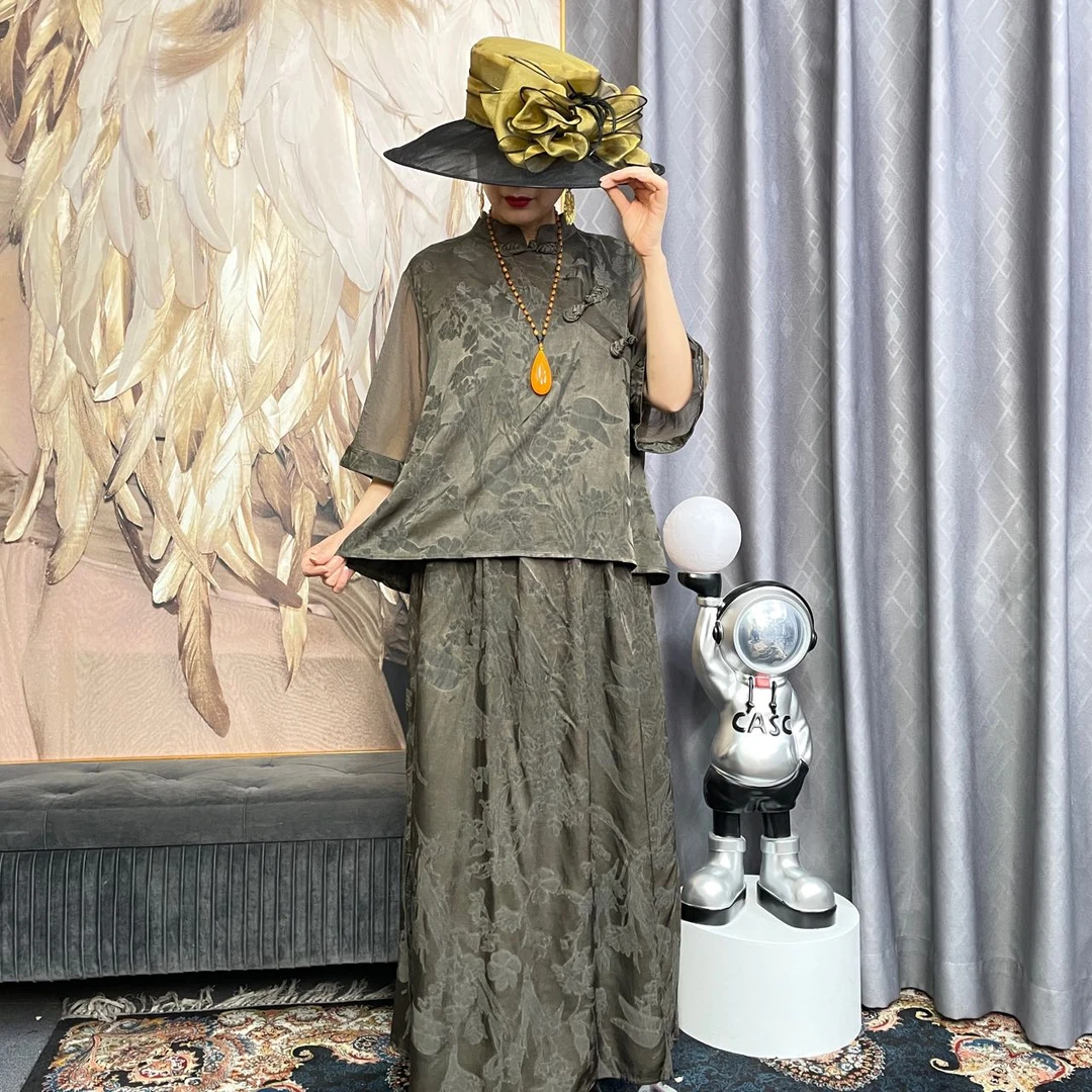 246201时尚复古百搭休闲减龄宽松洋气显瘦名媛气质网红中国风套装