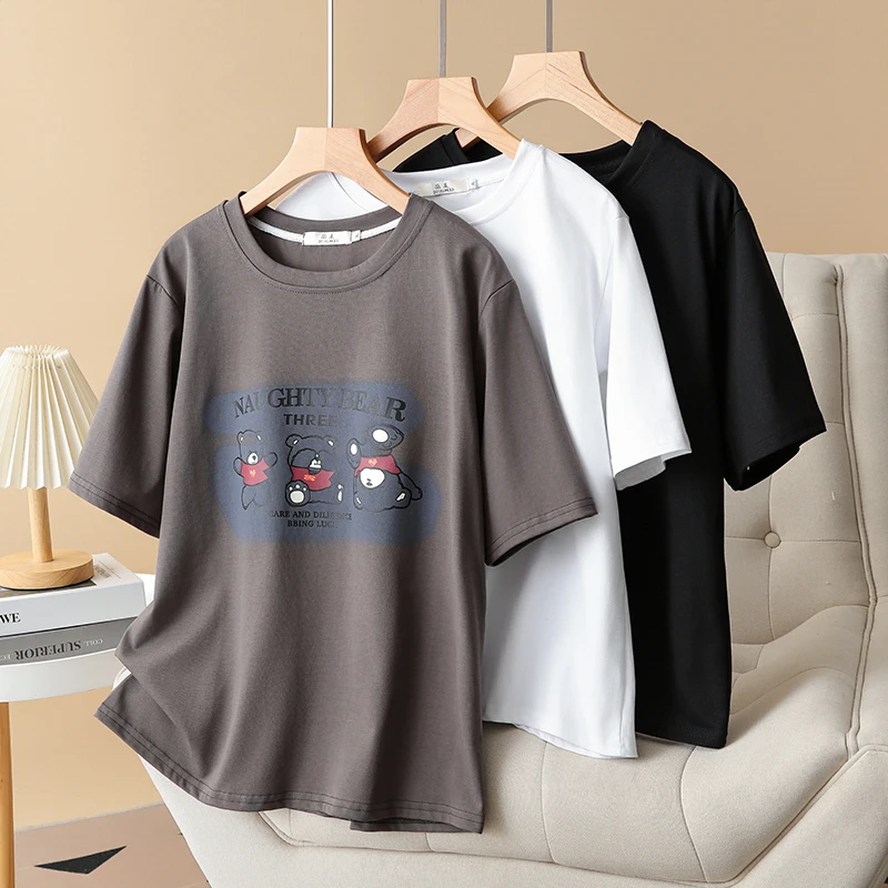 JINGMM/大码女装夏季新款胖MM显瘦韩版上衣女宽松印花圆领T恤