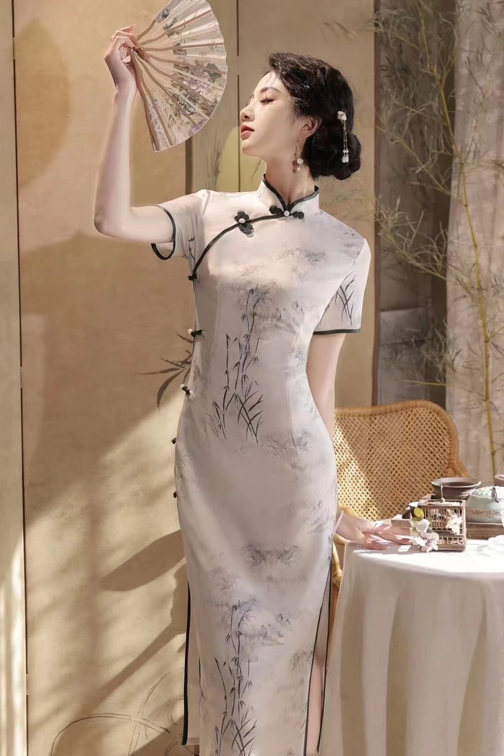 中国风旗袍显瘦气质夏季少女复古中长款日常