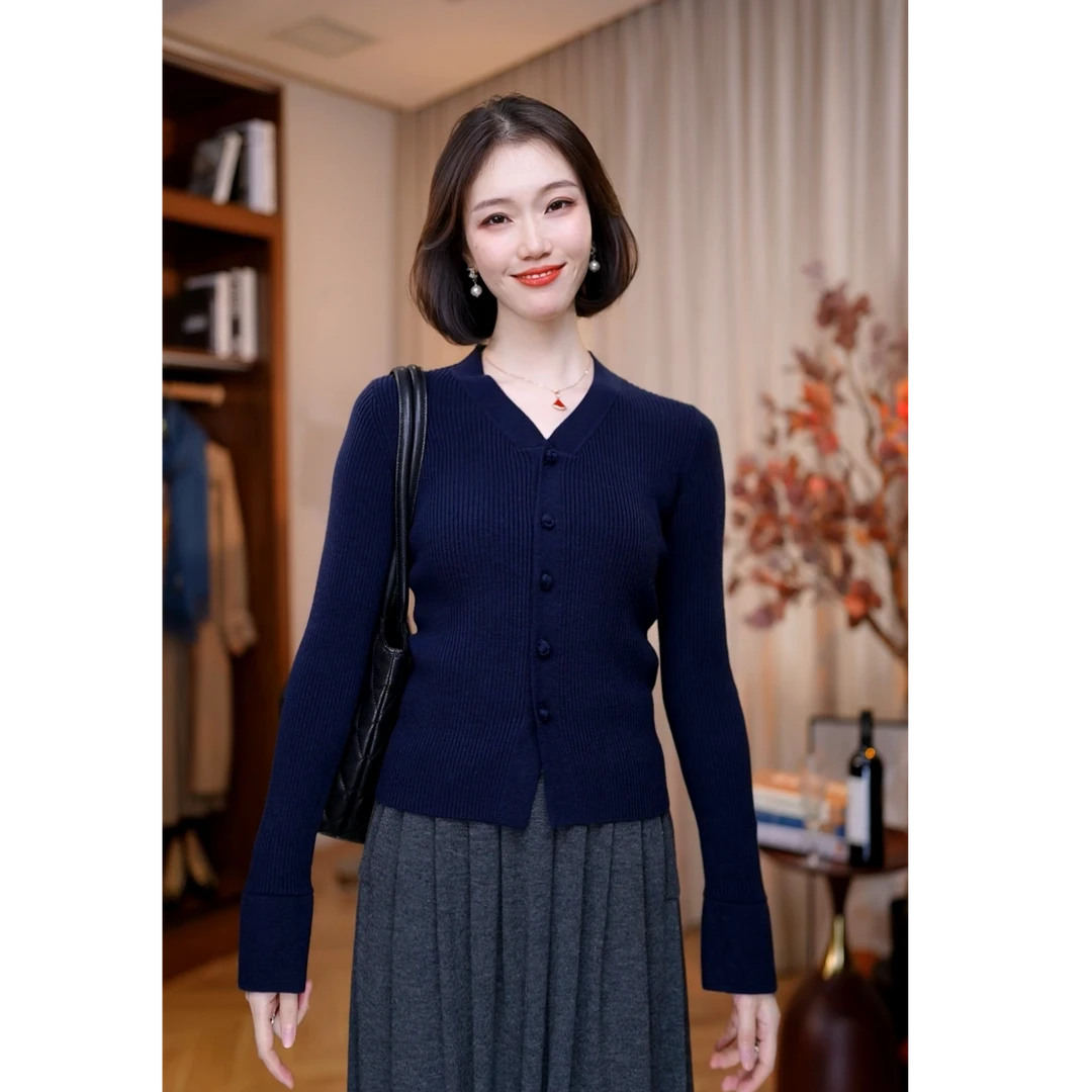 【白小白精选】姑苏小桥新中式国风编制扣青果领长袖上衣打底衫1483