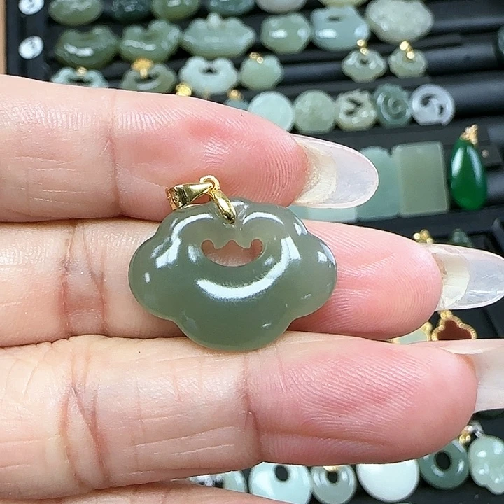 和田玉吊坠(不含链)银S925镶嵌