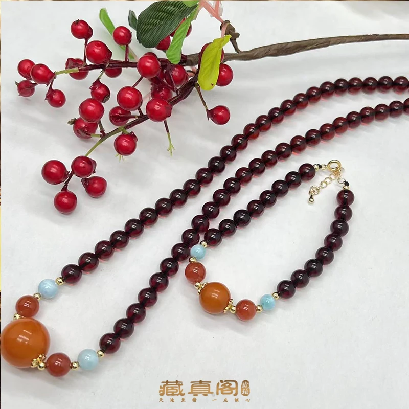 【藏真阁】天然珠宝琥珀蜜蜡DIY时尚手工设计款项链 赠手串H0632