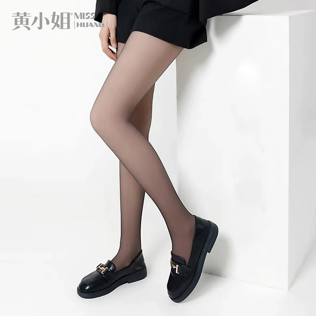 黄小姐加绒黑丝女高匀度黑透肤连裤袜光腿裸感假透肉打底袜