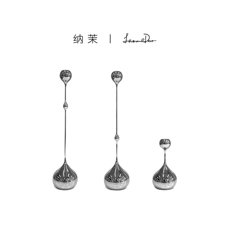 Lamomedeco北欧风轻奢银色金属烛台摆件家居餐桌浪漫婚礼装饰礼物