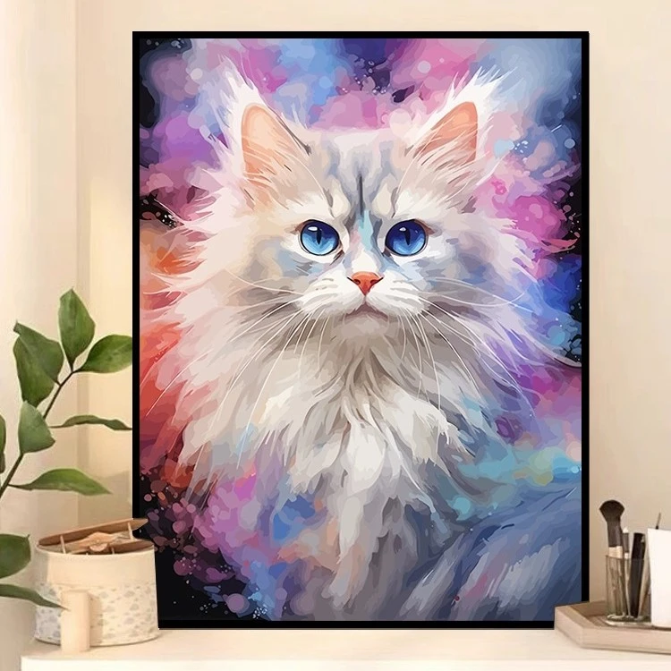 可爱炫彩布偶猫数字油画diy填充涂色手工绘猫咪治愈系油彩装饰画