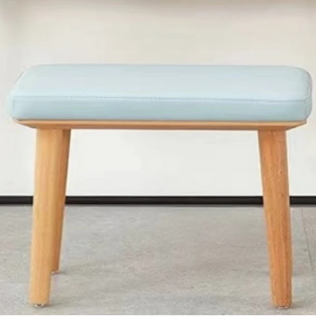 全实木化妆凳梳妆台北欧风网红家用矮凳子带软包书桌卧室餐方椅子